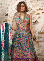 Blue Multicolour Embroidered Georgette Angharkha (2-Piece) - Image 5