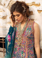 Blue Multicolour Embroidered Georgette Angharkha (2-Piece) - Image 6