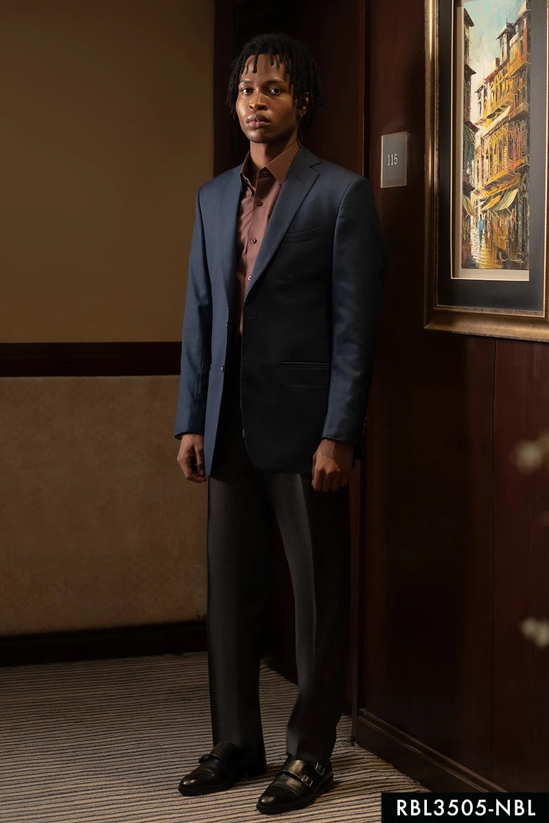 Blue Tailored Suiting Blazer with Brass Buttons (1-Pc) - Image 1