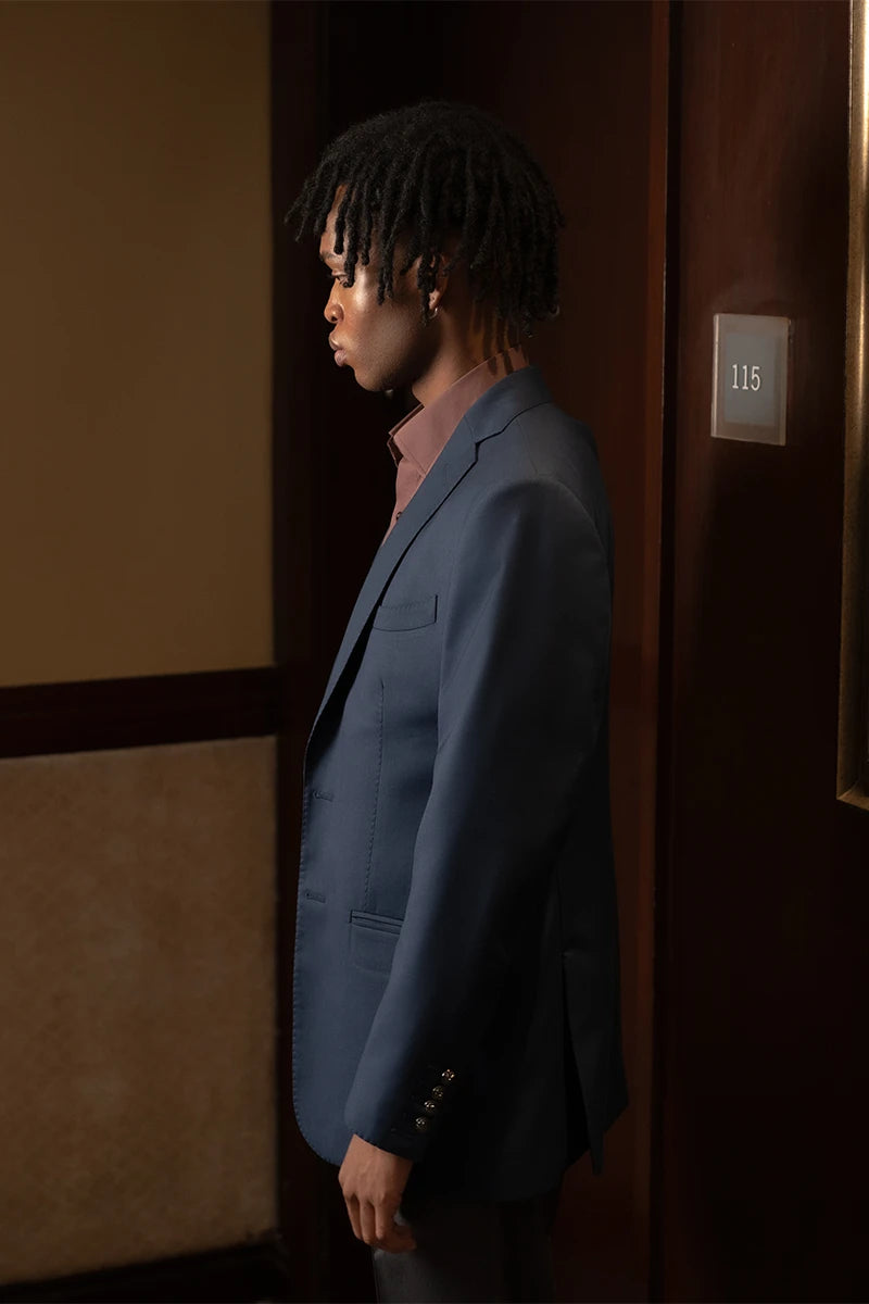 Blue Tailored Suiting Blazer with Brass Buttons (1-Pc) - Image 3