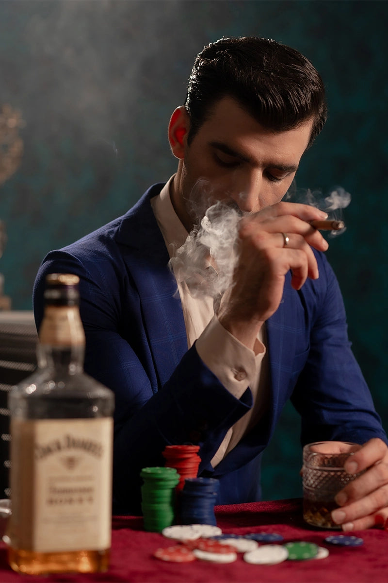 Dark Blue Check Suiting Blazer (1-Pc) - Image 2