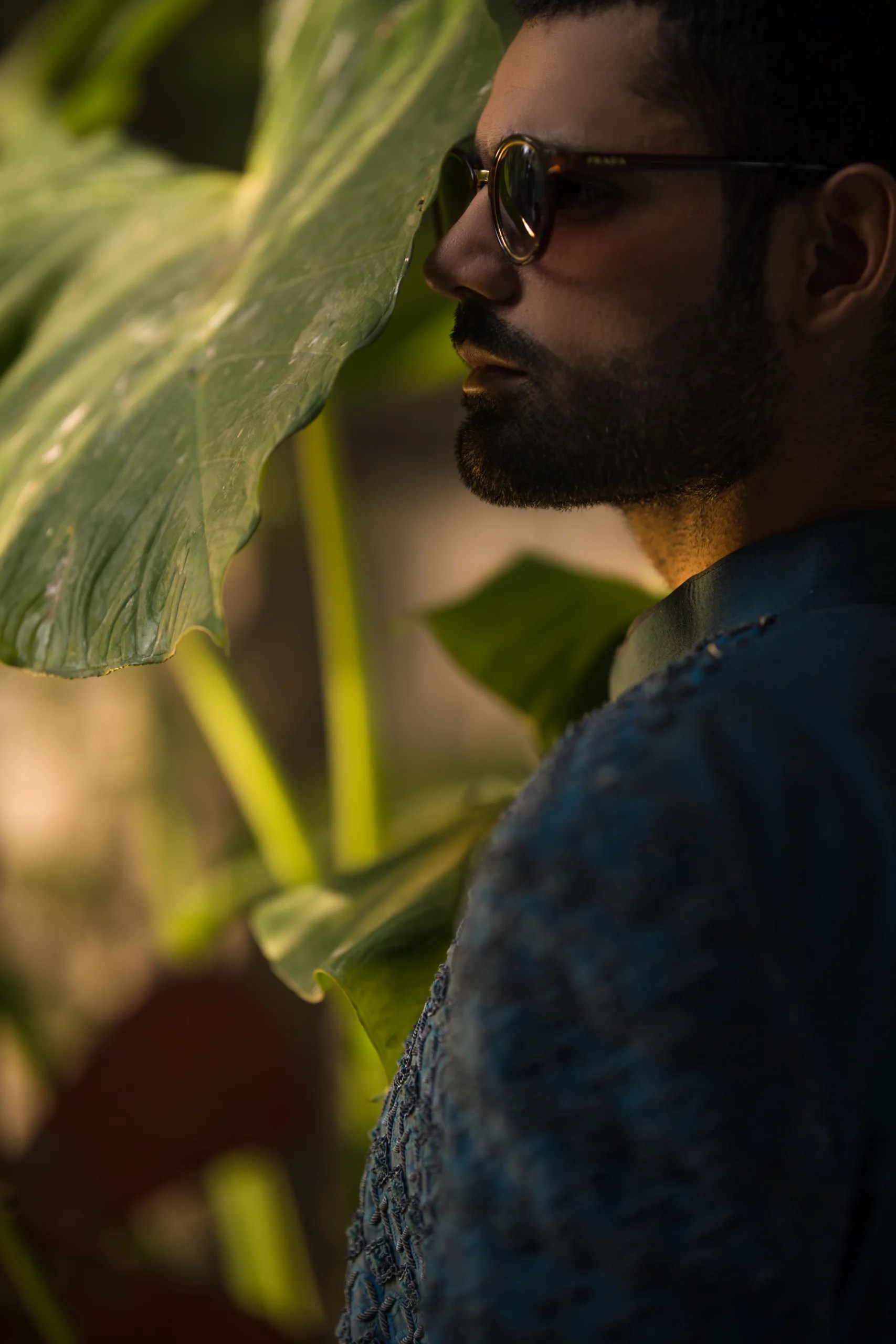 Midnight Blue Embroidered Raw Silk Sherwani (3-Piece) - Image 11