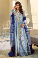 Lapis Blue Hand Block Printed Silk-Blend Angrakha (3-Piece) - Image 2