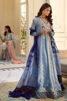 Lapis Blue Hand Block Printed Silk-Blend Angrakha (3-Piece) - Image 3