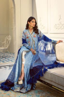 Lapis Blue Hand Block Printed Silk-Blend Angrakha (3-Piece) - Image 4