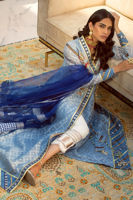 Lapis Blue Hand Block Printed Silk-Blend Angrakha (3-Piece) - Image 5