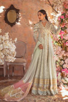 Pakistani Ice Blue Embroidered Schiffli Angrakha Kalidar (3-Piece) - Image 2