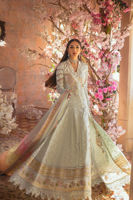 Pakistani Ice Blue Embroidered Schiffli Angrakha Kalidar (3-Piece) - Image 3