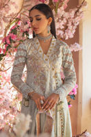 Pakistani Ice Blue Embroidered Schiffli Angrakha Kalidar (3-Piece) - Image 4