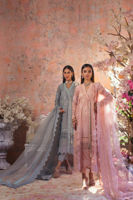 Pakistani Mineral Blue Embroidered Silk Net Angharka (3-Piece) - Image 6