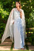 Ice Blue Embellished Organza Cape Dress (3-Piece) - Image 3