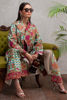 Turquoise Multi Embroidered Silk Coat Set (3-Piece) - Image 4