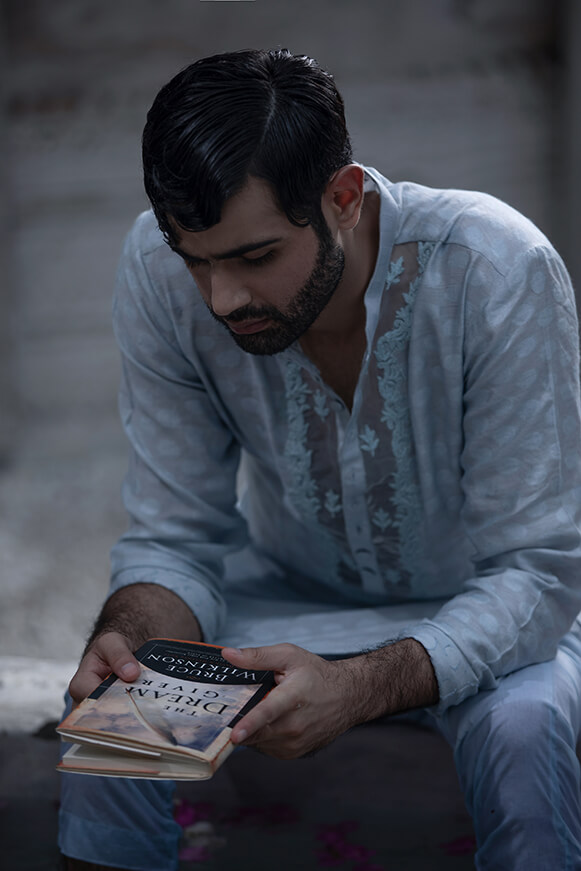 Sky Blue Embroidered Khaddi Cotton Kurta (2-Piece) - Image 3