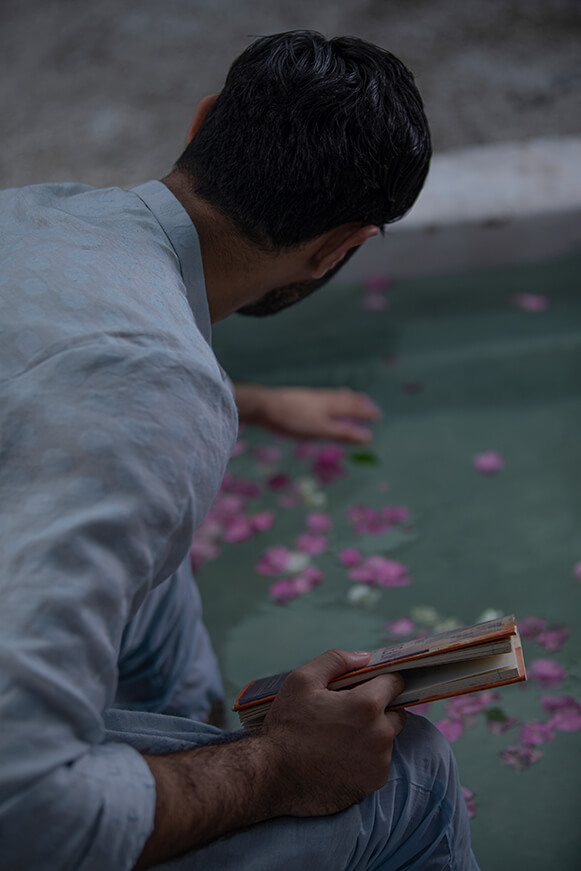 Sky Blue Embroidered Khaddi Cotton Kurta (2-Piece) - Image 5