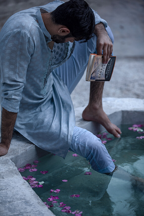 Sky Blue Embroidered Khaddi Cotton Kurta (2-Piece) - Image 8