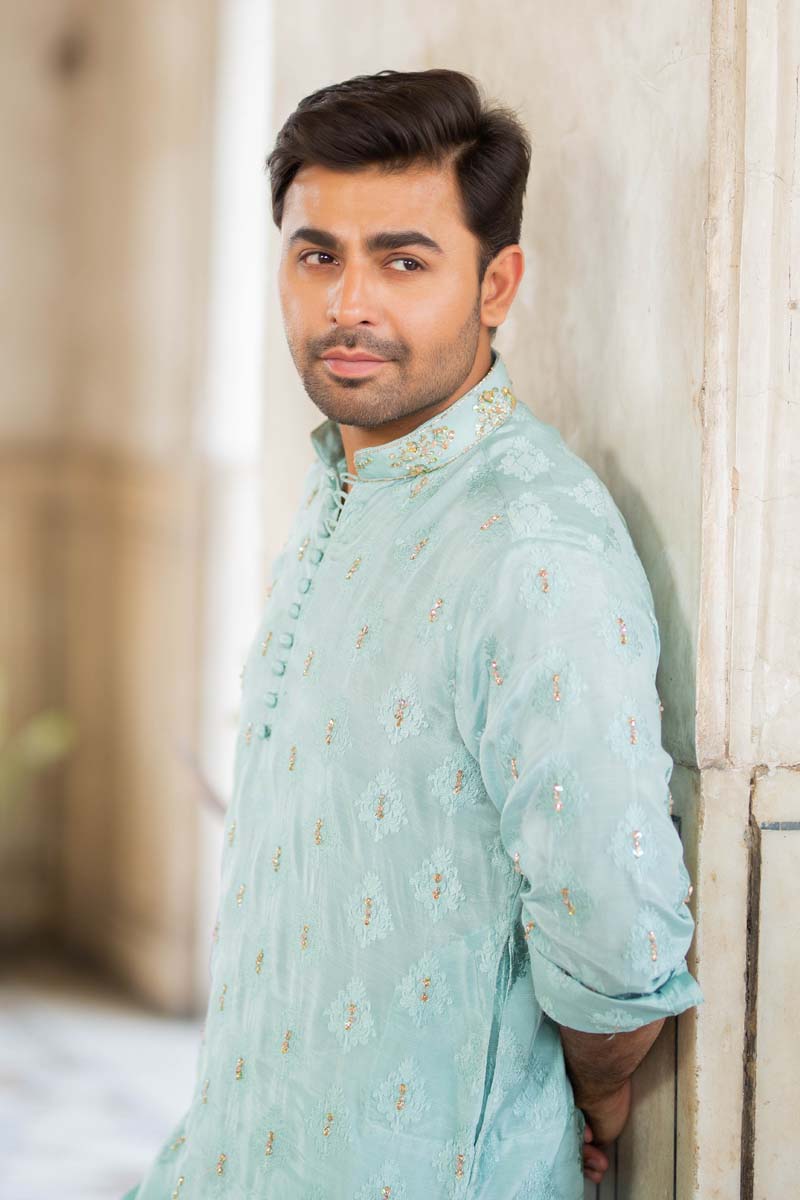 Ice Blue Salma Sitara Self-Printed Kurta (2-Piece) - Image 1