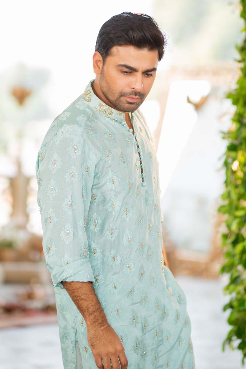 Ice Blue Salma Sitara Self-Printed Kurta (2-Piece) - Image 9