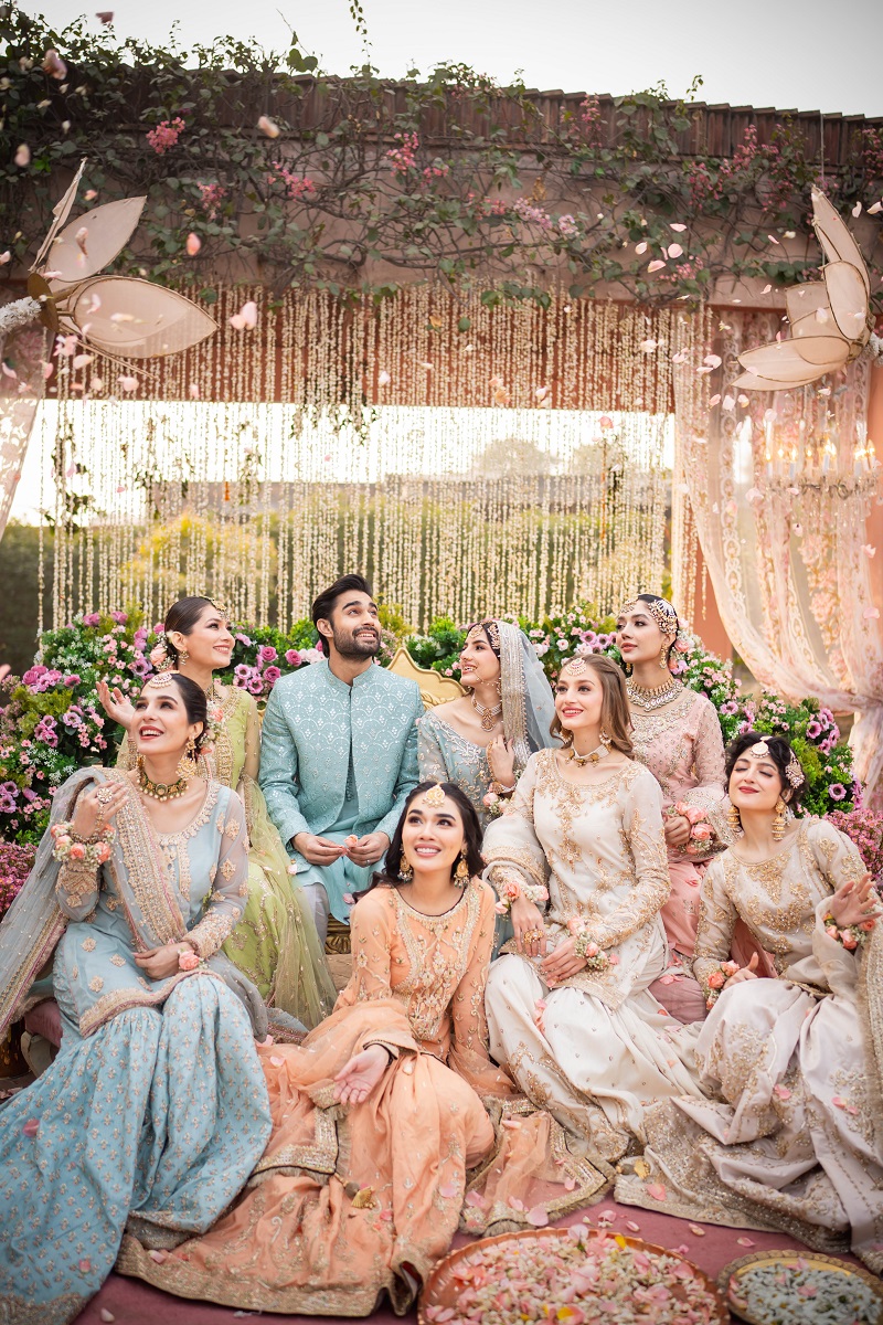 Ice Blue Embellished Net & Raw Silk Farshi Gharara (3-Piece) - Image 8