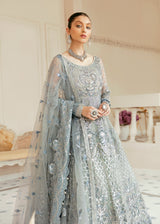 Pakistani Ice Blue Hand-Embellished Net Bridal Gown (2-Piece) - Image 3