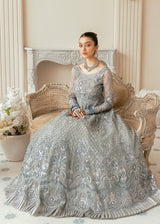 Pakistani Ice Blue Hand-Embellished Net Bridal Gown (2-Piece) - Image 5