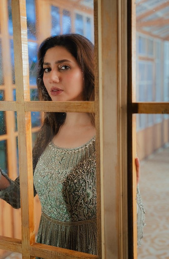 Ice Blue Embellished Net Bridal Gown (2-Piece) - Image 1