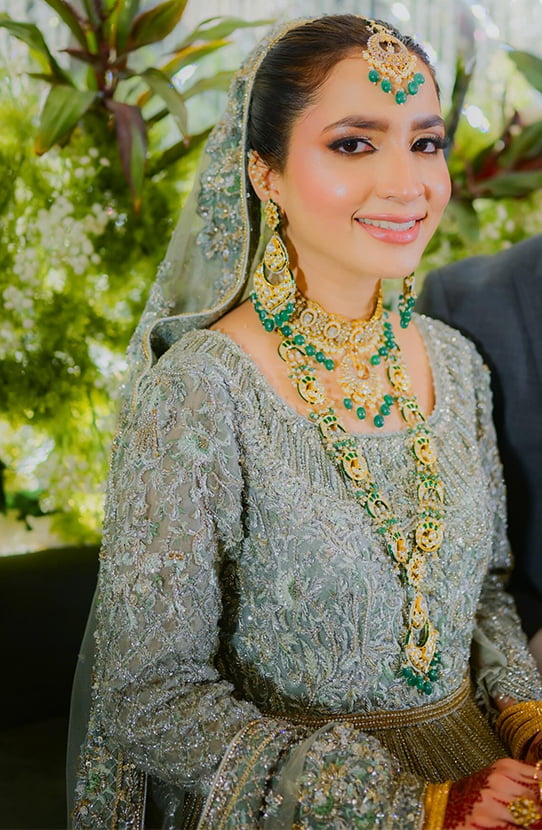 Ice Blue Embellished Net Bridal Gown (2-Piece) - Image 6