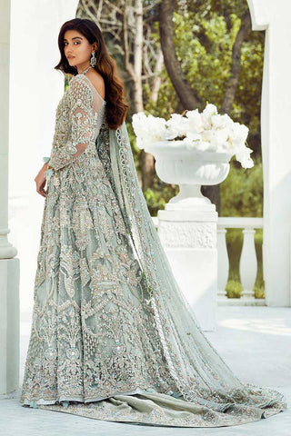 Pakistani Powder Blue Embellished Net Gown (2-Piece) - Image 2
