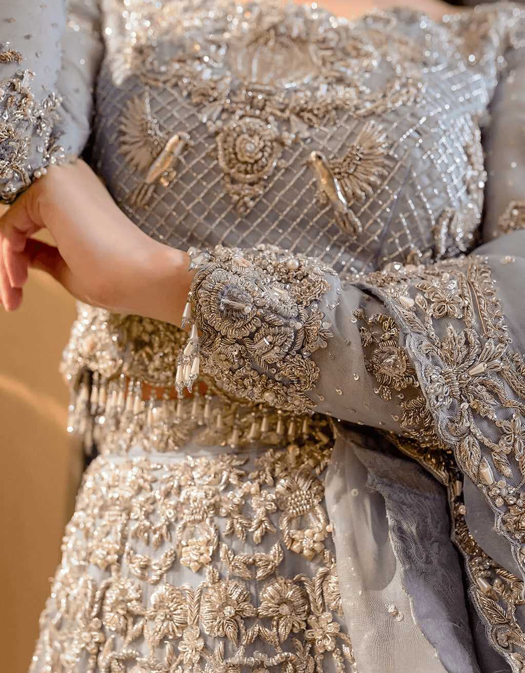 Sky Blue 3D Floral Organza Bridal Gown (2-Piece) - Image 2