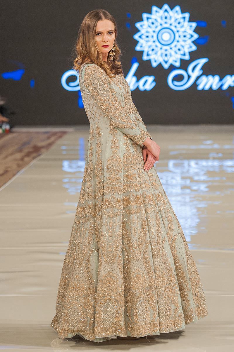 Ice Blue Embellished Net Organza Gown (1-Pc) - Image 2