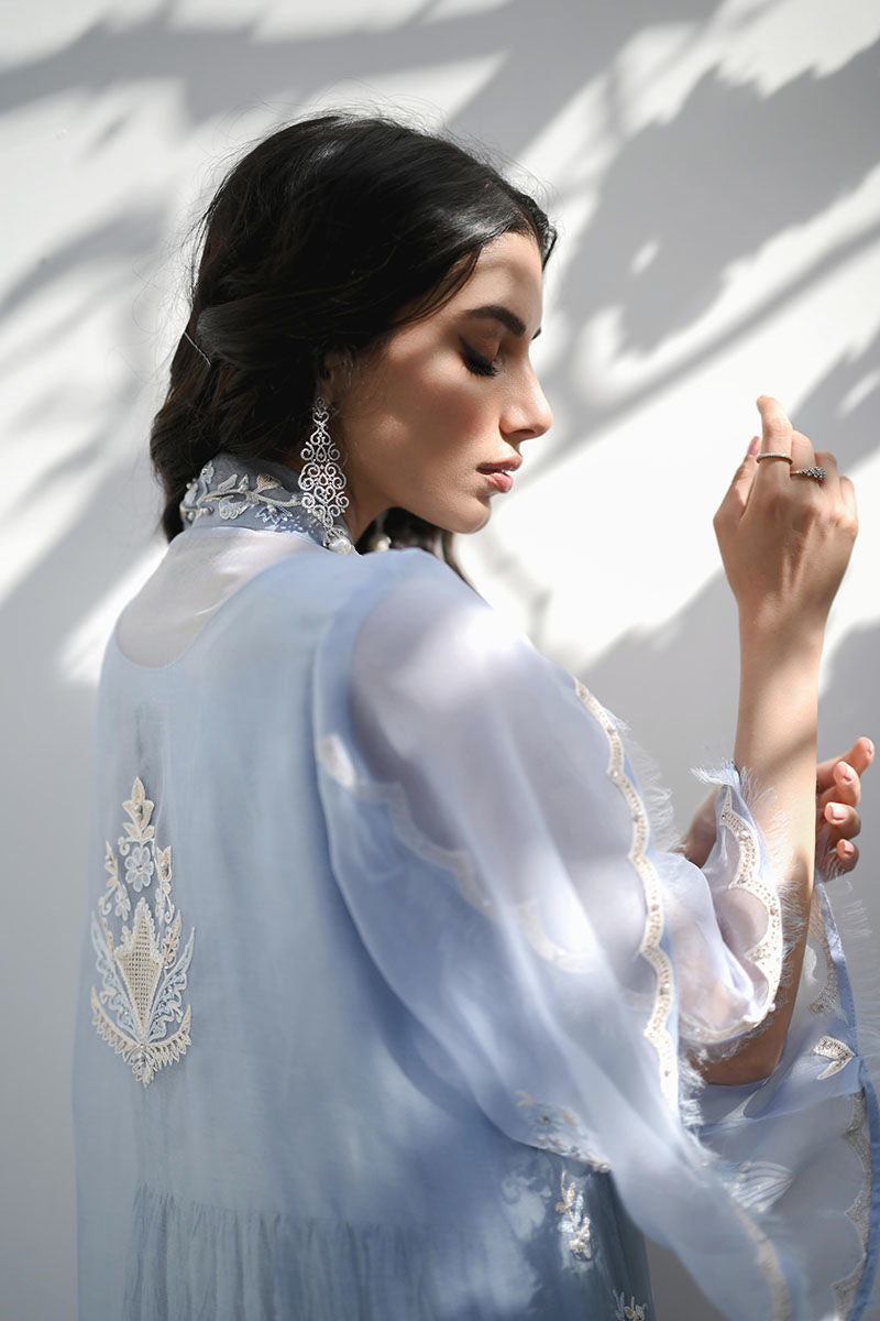 Cinderella Blue Embroidered Silk Gown with Jacket (2-Piece) - Image 2