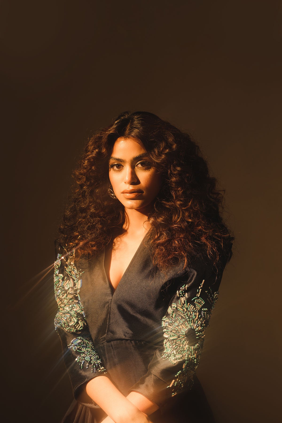 Midnight Blue Embellished Tissue Raw Silk Gown (2-Piece) - Image 2