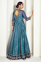 Midnight Blue Embroidered Woven Gown (1-Pc) - Image 5
