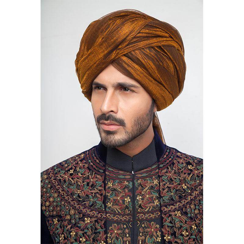 Midnight Blue Embroidered Velvet Groom Sherwani (3-Piece) - Image 5