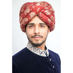 Midnight Blue Zardozi Velvet Groom Sherwani (4-Piece) - Image 3