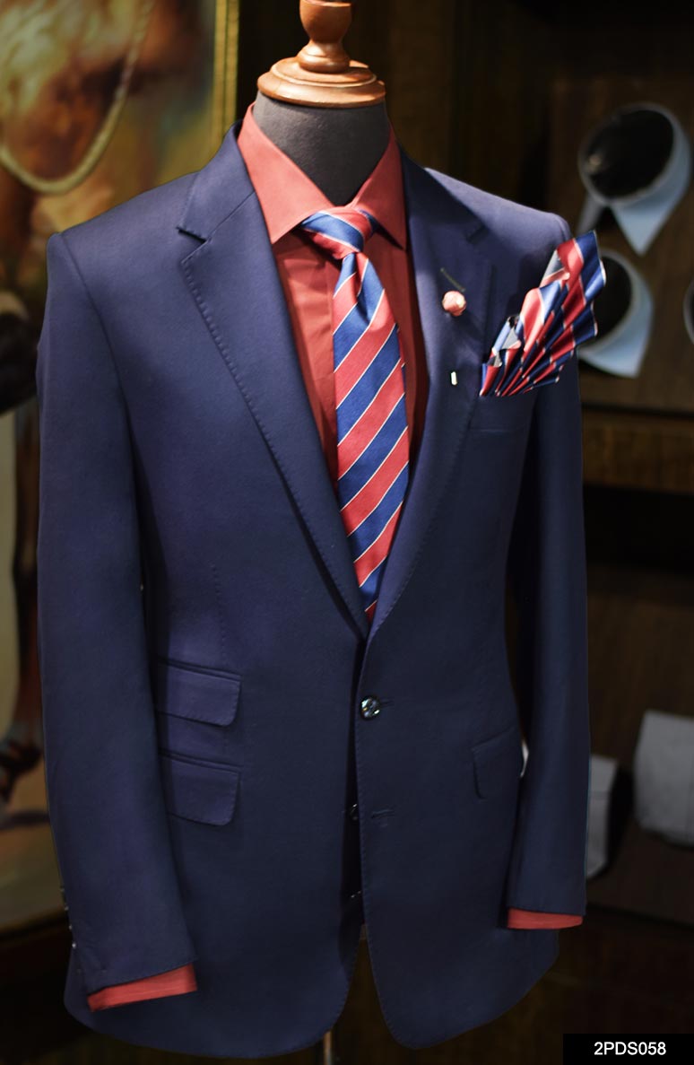 Ink Blue Hand-Stitched Terry Rayon Groom Suit (2-Piece) - Image 1