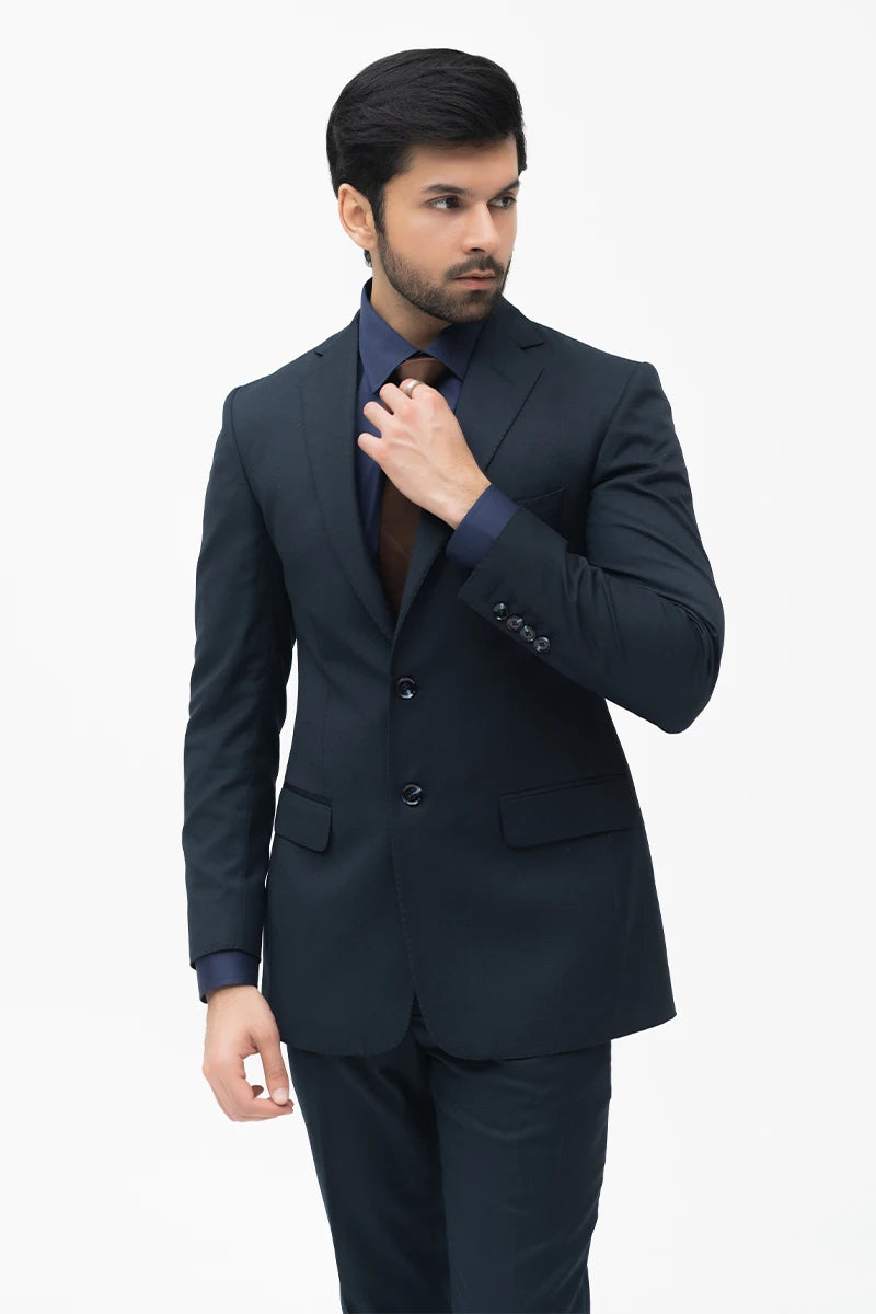 Ink Blue Suiting Fabric Two-Piece Groom Valima Suit (2-Piece) - Image 2