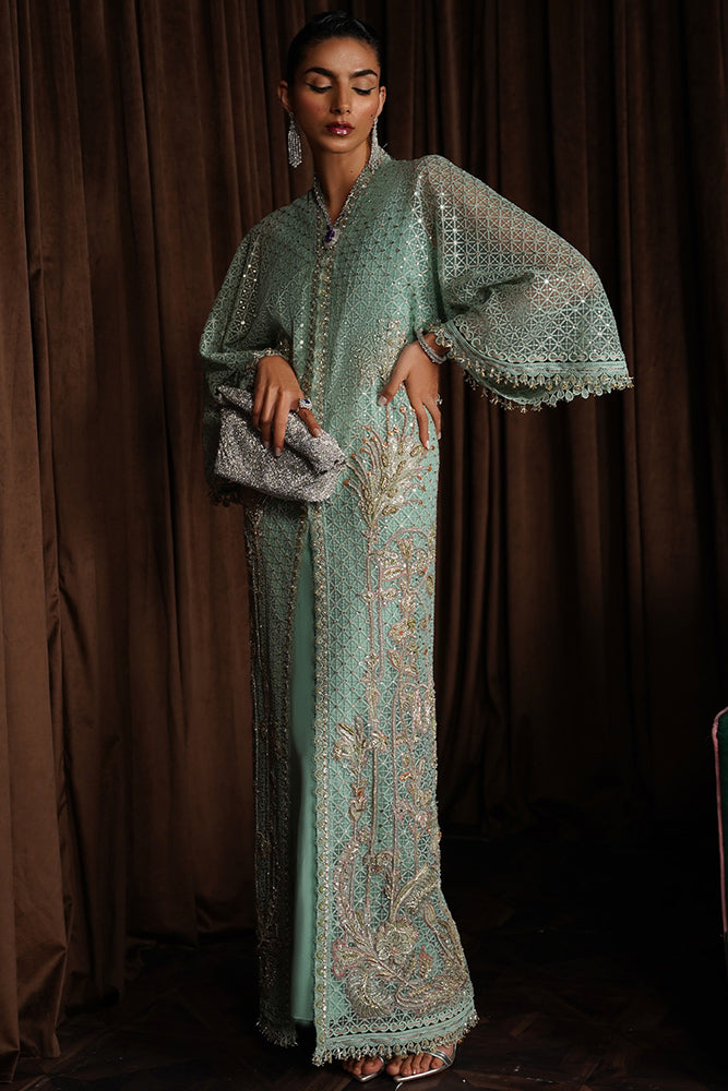 Aqua Geometric Sequin Net Kaftan (2-Piece) - Image 3