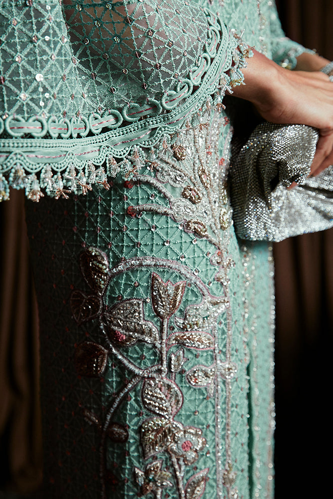 Aqua Geometric Sequin Net Kaftan (2-Piece) - Image 4