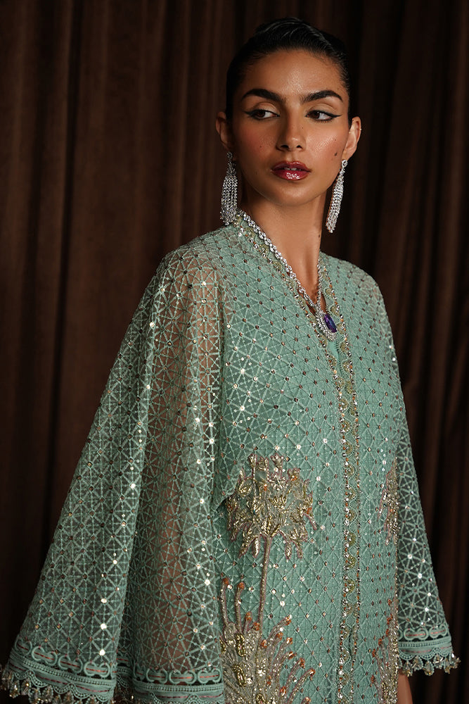 Aqua Geometric Sequin Net Kaftan (2-Piece) - Image 5