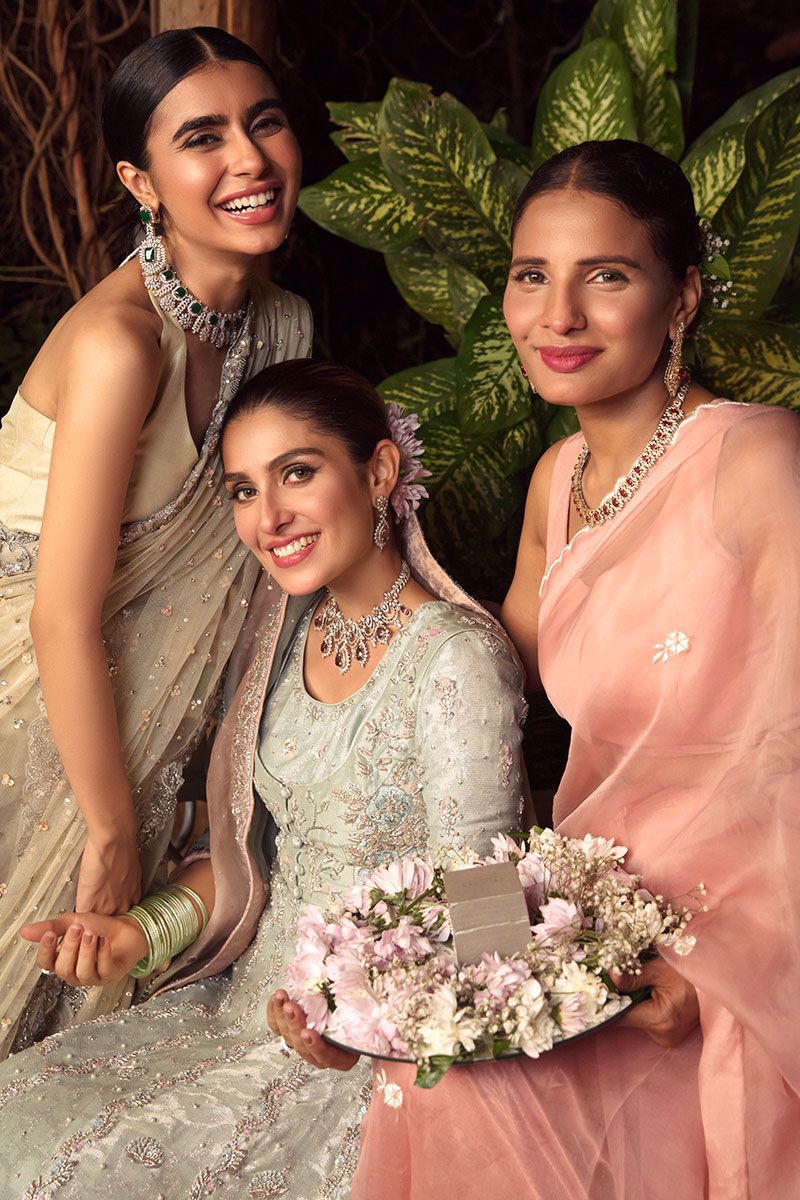 Pakistani Beryl Blue Embroidered Cotton Net Kalidar (3-Piece) - Image 6