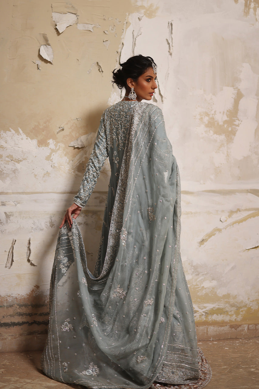 Old Blue Zardozi Jamawar Kalidar (3-Piece) - Image 3