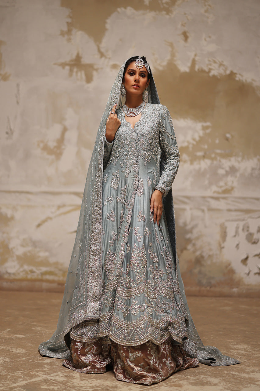 Old Blue Zardozi Jamawar Kalidar (3-Piece) - Image 7