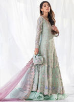 Pakistani Aqua Blue Embellished Net Kalidaar (2-Piece) - Image 3