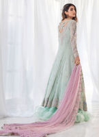 Pakistani Aqua Blue Embellished Net Kalidaar (2-Piece) - Image 4