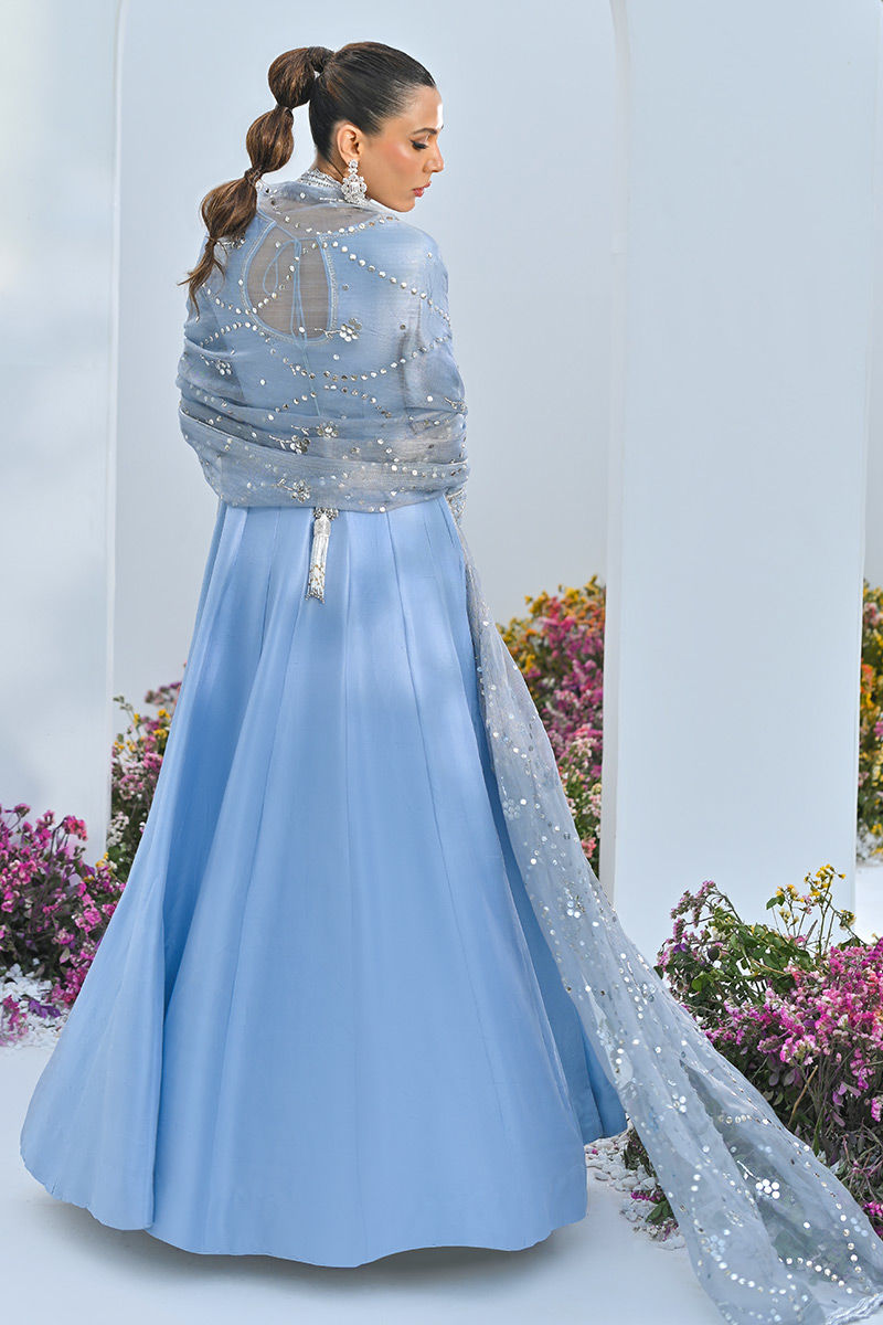 Periwinkle Embellished Raw Silk Kalidar (2-Piece) - Image 3