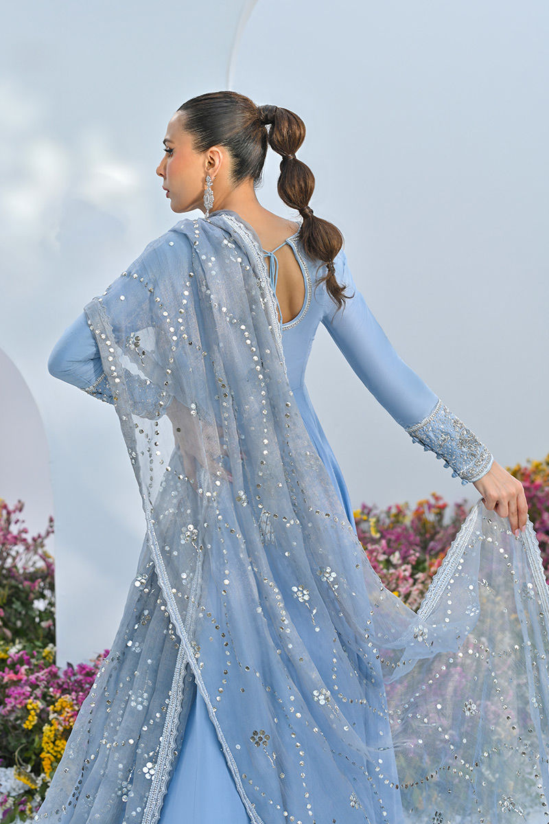 Periwinkle Embellished Raw Silk Kalidar (2-Piece) - Image 7