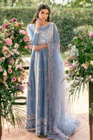 Pakistani Periwinkle Embroidered Raw Silk Kalidar (3-Piece) - Image 2