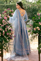 Pakistani Periwinkle Embroidered Raw Silk Kalidar (3-Piece) - Image 5