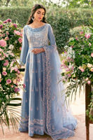 Pakistani Periwinkle Embroidered Raw Silk Kalidar (3-Piece) - Image 6