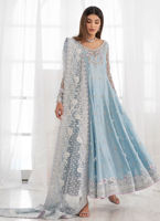 Pakistani Ice Blue Embellished Silk Kalidaar (2-Piece) - Image 3